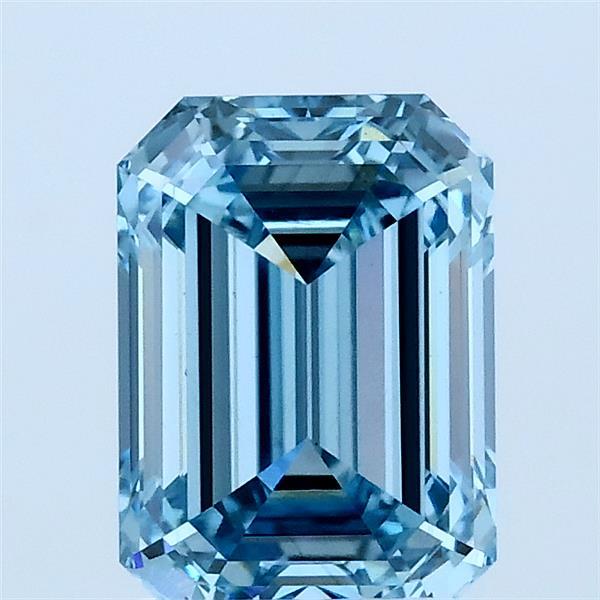 1.78 Carat Emerald Lab Grown Diamond, Fancy Vivid Blue Color, VS1 Clarity
