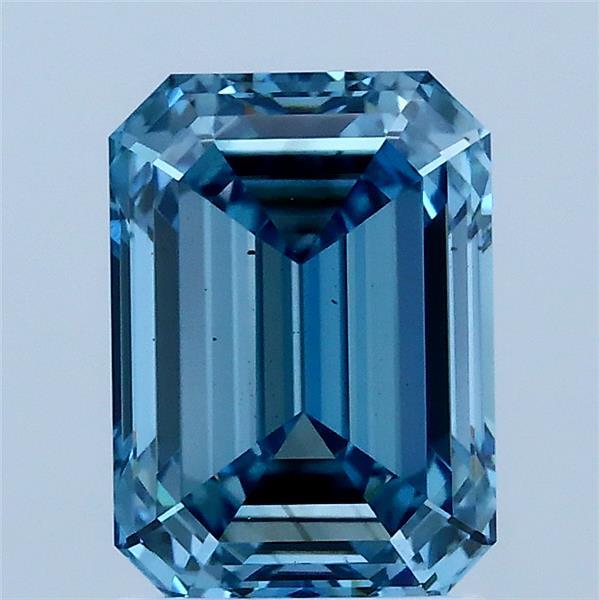 2.06 Carat Emerald Lab Grown Diamond, Fancy Vivid Blue Color, VS2 Clarity