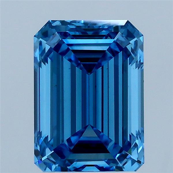 2.03 Carat Emerald Lab Grown Diamond, Fancy Vivid Blue Color, VS1 Clarity