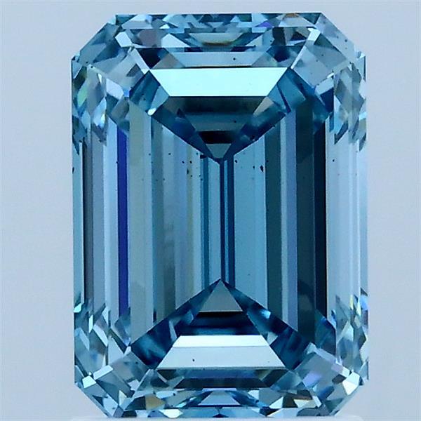 2.00 Carat Emerald Lab Grown Diamond, Fancy Vivid Blue Color, VS2 Clarity