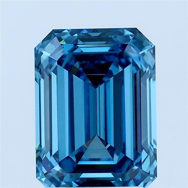 1.90 Carat Emerald Lab Grown Diamond, Fancy Vivid Blue Color, VS1 Clarity