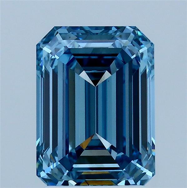 2.03 Carat Emerald Lab Grown Diamond, Fancy Vivid Blue Color, VS2 Clarity
