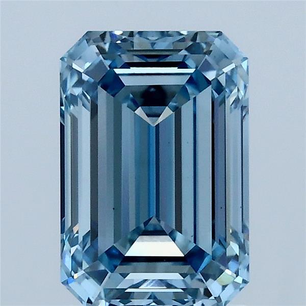 1.87 Carat Emerald Lab Grown Diamond, Fancy Vivid Blue Color, VS1 Clarity