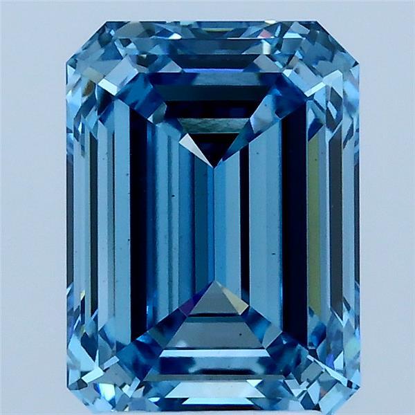 2.70 Carat Emerald Lab Grown Diamond, Fancy Vivid Blue Color, VS1 Clarity