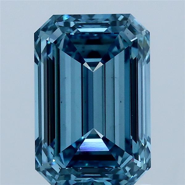 2.00 Carat Emerald Lab Grown Diamond, Fancy Vivid Blue Color, VS2 Clarity