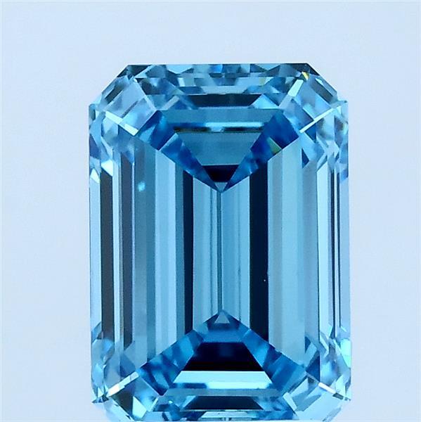 2.10 Carat Emerald Lab Grown Diamond, Fancy Vivid Blue Color, VVS2 Clarity