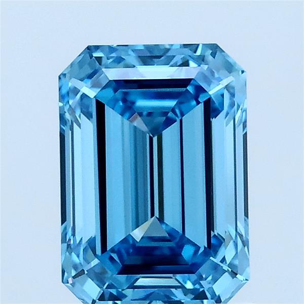 1.50 Carat Emerald Lab Grown Diamond, Fancy Vivid Blue Color, VVS2 Clarity