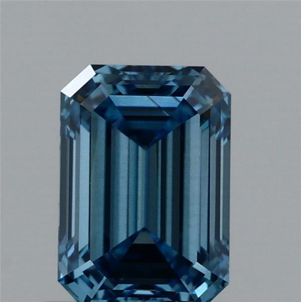 0.99 Carat Emerald Lab Grown Diamond, Fancy Vivid Blue Color, VS2 Clarity