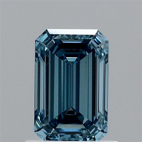 1.04 Carat Emerald Lab Grown Diamond, Fancy Vivid Blue Color, VS1 Clarity