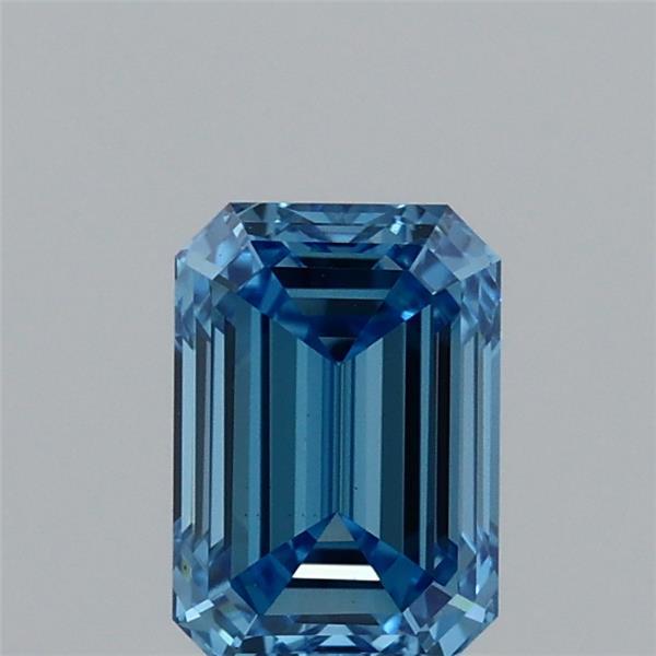 0.95 Carat Emerald Lab Grown Diamond, Fancy Vivid Blue Color, VS1 Clarity