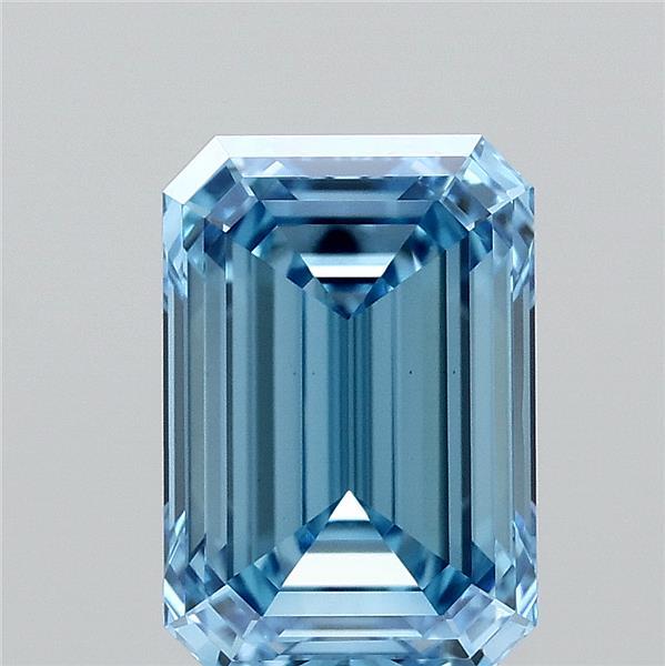2.60 Carat Emerald Lab Grown Diamond, Fancy Vivid Blue Color, VS1 Clarity