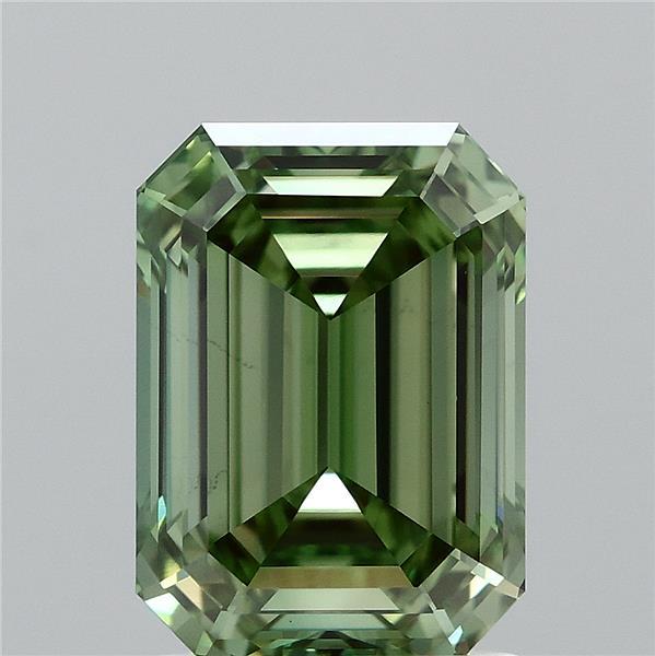 2.05 Carat Emerald Lab Grown Diamond, Fancy Vivid Green Color, VS1 Clarity