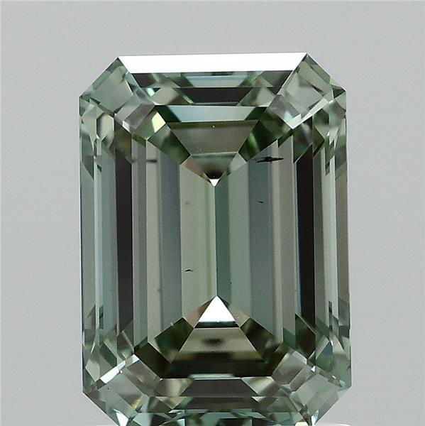2.03 Carat Emerald Lab Grown Diamond, Fancy Vivid Green Color, VS2 Clarity