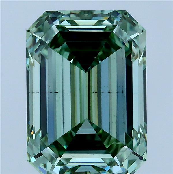 5.05 Carat Emerald Lab Grown Diamond, Fancy Vivid Green Color, VS2 Clarity
