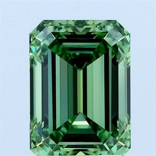 2.01 Carat Emerald Lab Grown Diamond, Fancy Vivid Green Color, VVS1 Clarity
