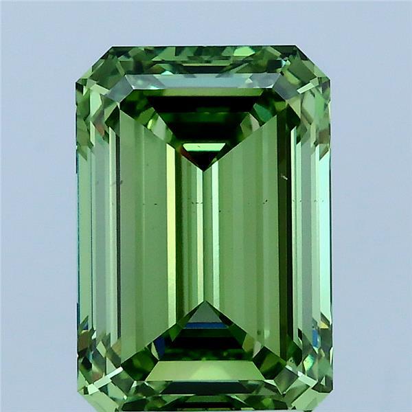 3.01 Carat Emerald Lab Grown Diamond, Fancy Vivid Green Color, VS1 Clarity