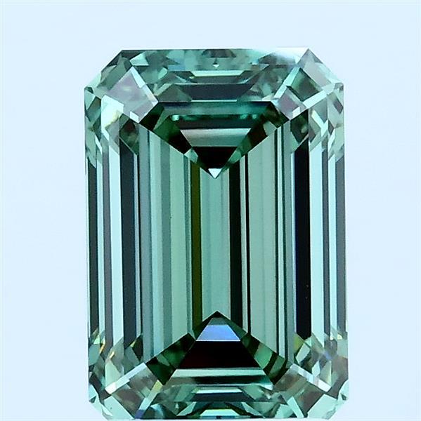 2.01 Carat Emerald Lab Grown Diamond, Fancy Vivid Green Color, VVS2 Clarity