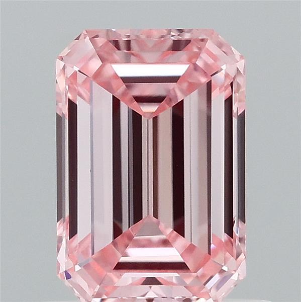 0.96 Carat Emerald Lab Grown Diamond, Fancy Intense Pink Color, VS1 Clarity