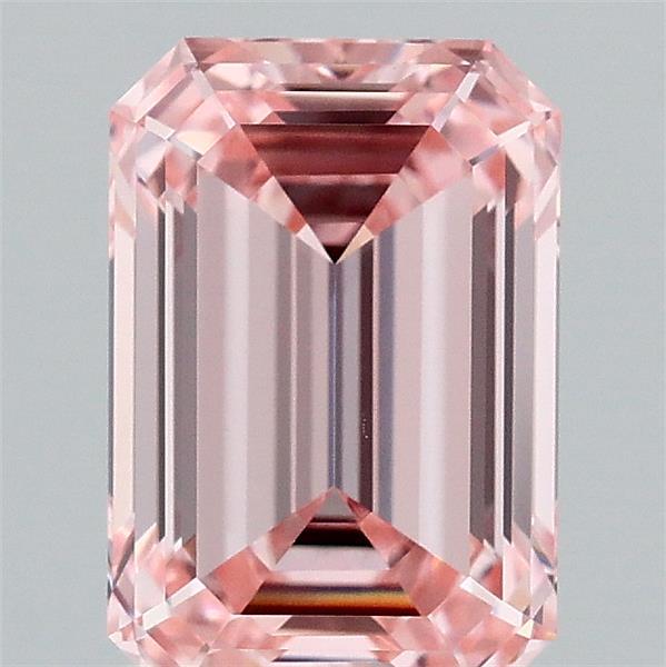 1.70 Carat Emerald Lab Grown Diamond, Fancy Intense Pink Color, VVS2 Clarity
