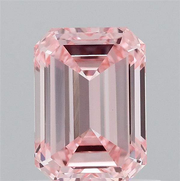 0.86 Carat Emerald Lab Grown Diamond, Fancy Intense Pink Color, VS1 Clarity