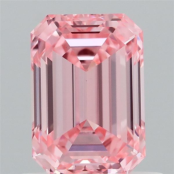 0.97 Carat Emerald Lab Grown Diamond, Fancy Intense Pink Color, VVS2 Clarity