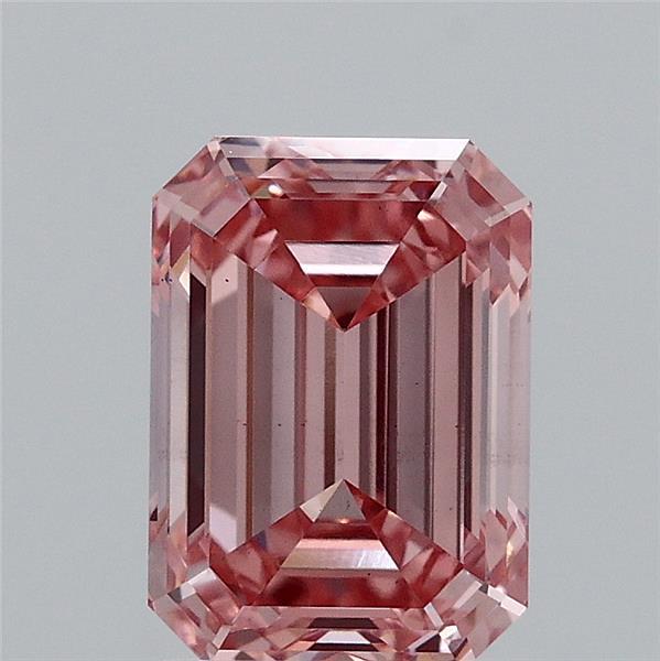 2.01 Carat Emerald Lab Grown Diamond, Fancy Intense Pink Color, VS2 Clarity