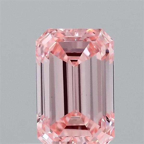 0.51 Carat Emerald Lab Grown Diamond, Fancy Vivid Pink Color, VS1 Clarity