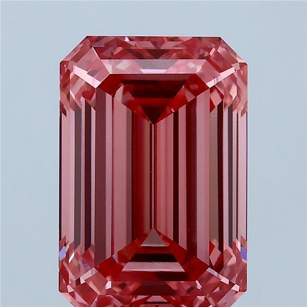 4.26 Carat Emerald Lab Grown Diamond, Fancy Vivid Pink Color, IF Clarity