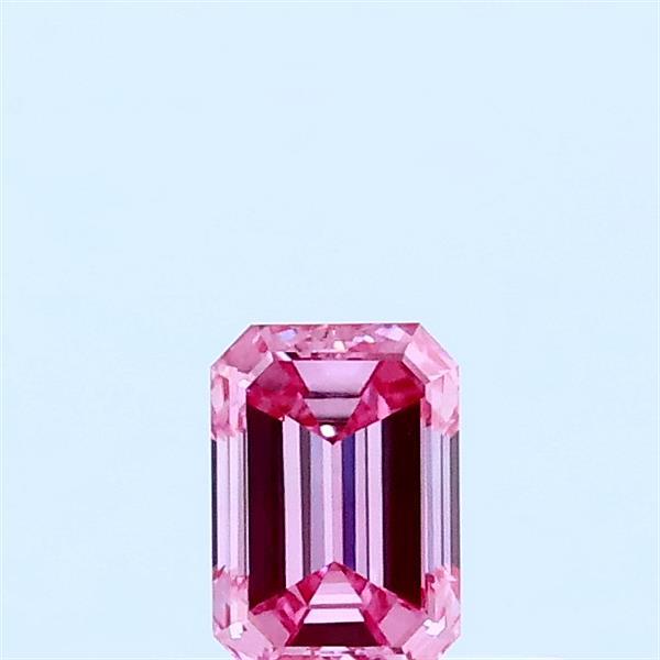 0.32 Carat Emerald Lab Grown Diamond, Fancy Vivid Pink Color, VVS2 Clarity