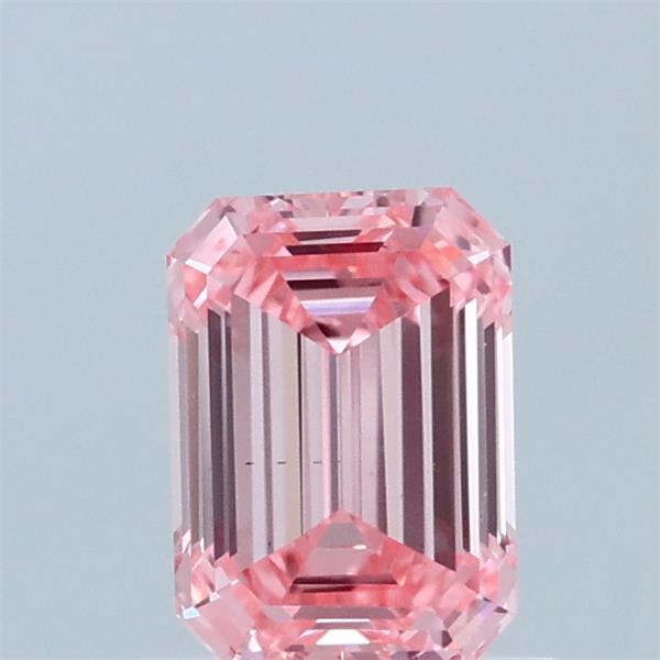 0.78 Carat Emerald Lab Grown Diamond, Fancy Vivid Pink Color, VS1 Clarity