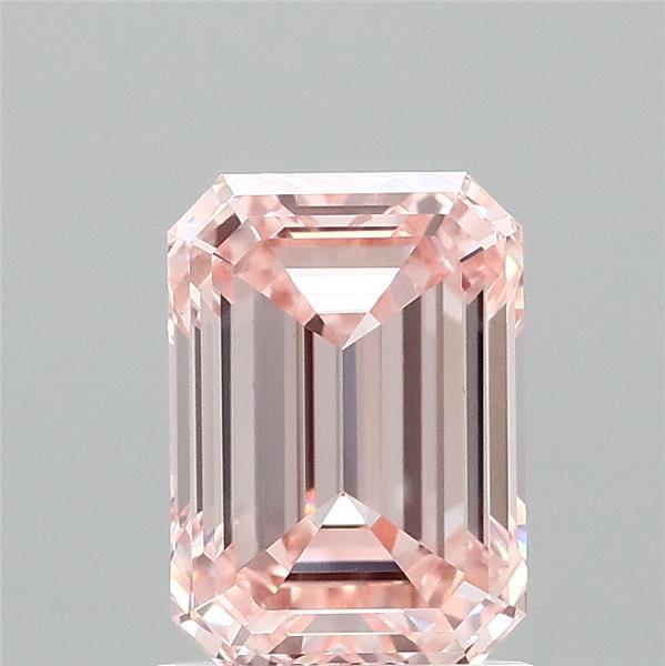 1.54 Carat Emerald Lab Grown Diamond, Fancy Intense Pink Color, VVS2 Clarity