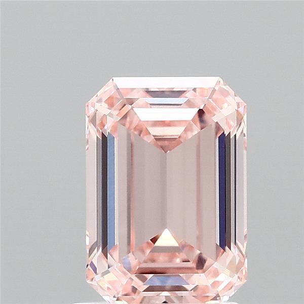 1.59 Carat Emerald Lab Grown Diamond, Fancy Intense Pink Color, VVS2 Clarity