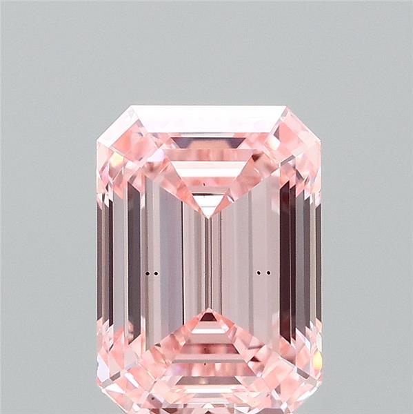 2.01 Carat Emerald Lab Grown Diamond, Fancy Intense Pink Color, VS2 Clarity