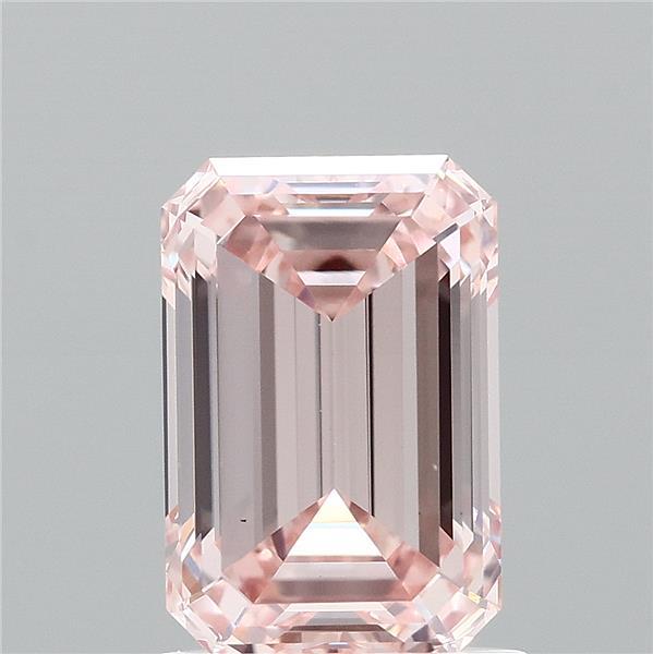 1.52 Carat Emerald Lab Grown Diamond, Fancy Intense Pink Color, VS1 Clarity