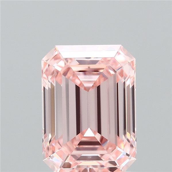1.82 Carat Emerald Lab Grown Diamond, Fancy Intense Pink Color, VS1 Clarity
