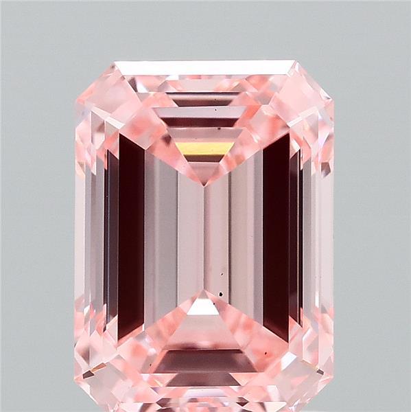 2.00 Carat Emerald Lab Grown Diamond, Fancy Vivid Pink Color, VS2 Clarity
