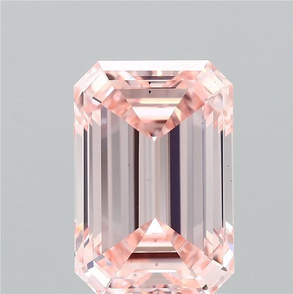 2.01 Carat Emerald Lab Grown Diamond, Fancy Intense Pink Color, VS1 Clarity