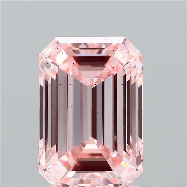 2.07 Carat Emerald Lab Grown Diamond, Fancy Intense Pink Color, VS2 Clarity