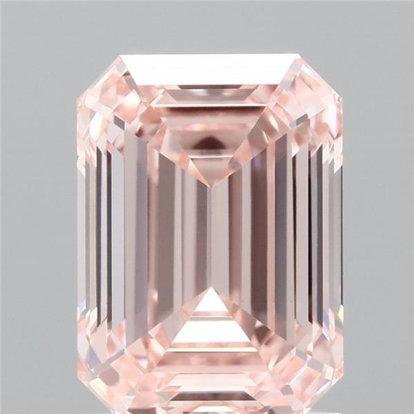 1.70 Carat Emerald Lab Grown Diamond, Fancy Vivid Pink Color, VVS2 Clarity