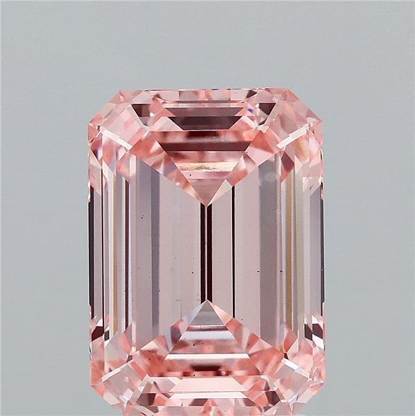4.06 Carat Emerald Lab Grown Diamond, Fancy Intense Pink Color, VS1 Clarity