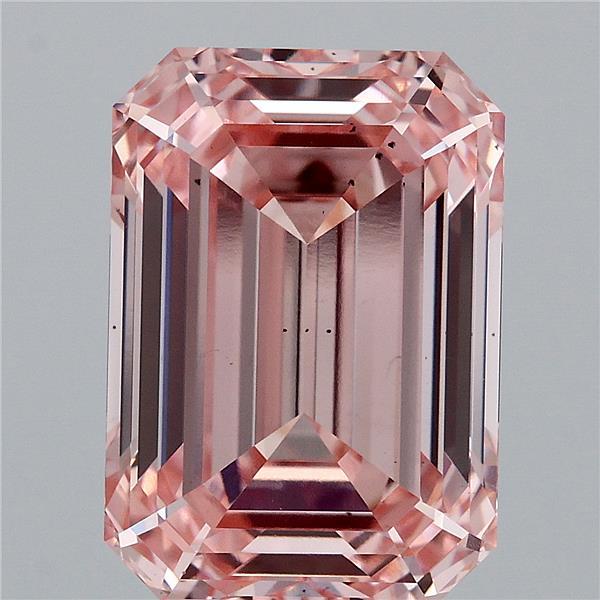 7.04 Carat Emerald Lab Grown Diamond, Fancy Intense Pink Color, VS2 Clarity