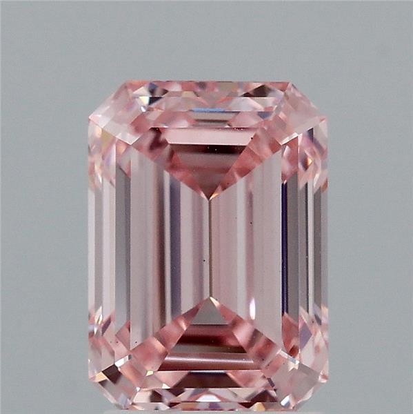 2.40 Carat Emerald Lab Grown Diamond, Fancy Intense Pink Color, VS1 Clarity