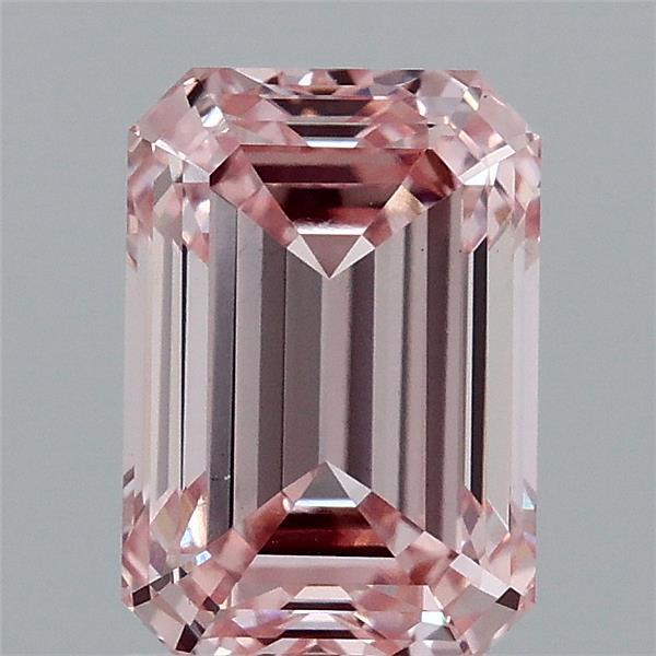 2.02 Carat Emerald Lab Grown Diamond, Fancy Intense Pink Color, VS1 Clarity