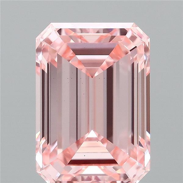 2.06 Carat Emerald Lab Grown Diamond, Fancy Intense Pink Color, VS1 Clarity