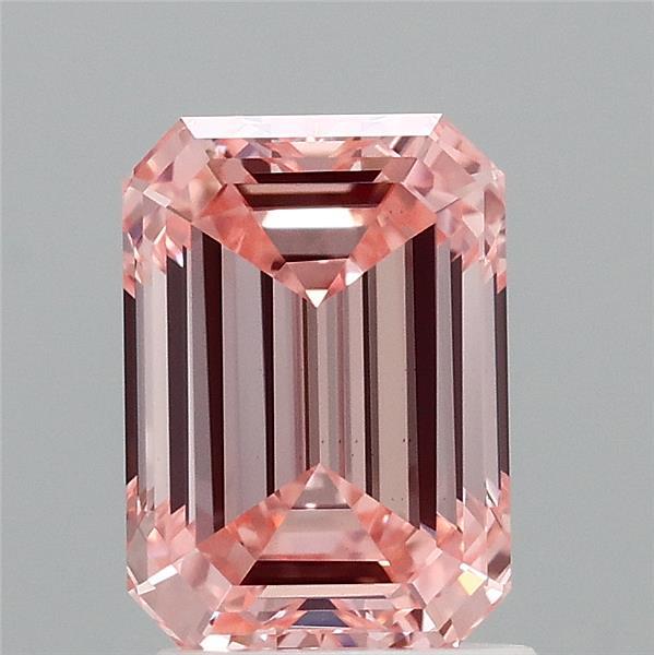 2.01 Carat Emerald Lab Grown Diamond, Fancy Intense Pink Color, VS1 Clarity