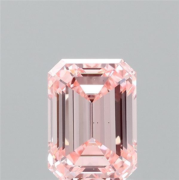 1.52 Carat Emerald Lab Grown Diamond, Fancy Intense Pink Color, VS1 Clarity
