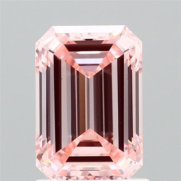 1.52 Carat Emerald Lab Grown Diamond, Fancy Vivid Pink Color, VS1 Clarity