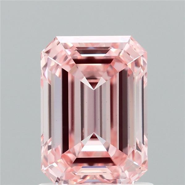 1.49 Carat Emerald Lab Grown Diamond, Fancy Intense Pink Color, VS1 Clarity