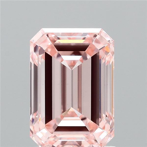 2.03 Carat Emerald Lab Grown Diamond, Fancy Intense Pink Color, VS1 Clarity