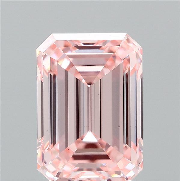 2.10 Carat Emerald Lab Grown Diamond, Fancy Vivid Pink Color, VS1 Clarity